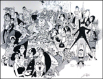 Pen & Ink illustration 3ftx2ft "Goa Church Feast"
